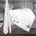 White On White Garden Peony Wedding Tie<br><div class="desc">A white wedding neck tie featuring a pure white background with grayish whitened florals of peonies and greenery sprigs in a high key all-white wedding neck tie.</div>