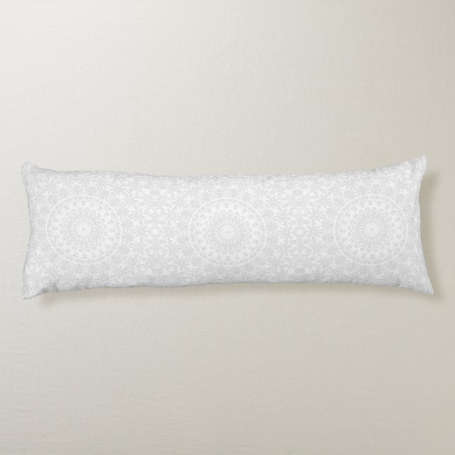 White on White Minimal Mandala Pattern Body Cushion (Back)