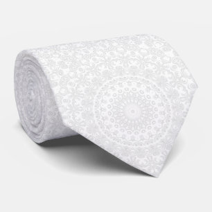 White on White Minimal Mandala Pattern Tie