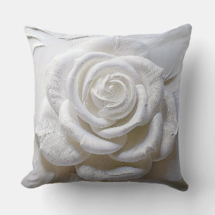 White On White - Sculpted Rose Cushion