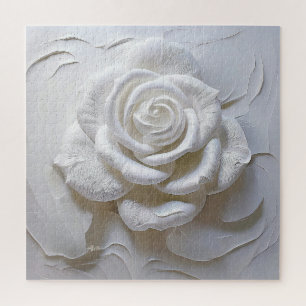 White On White - Sculpted Rose Jigsaw Puzzle