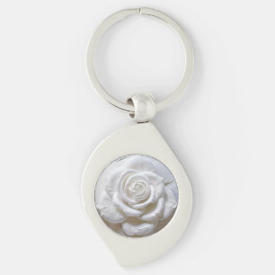 White On White - Sculpted Rose Key Ring