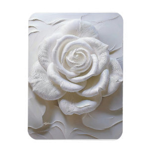 White On White - Sculpted Rose Magnet