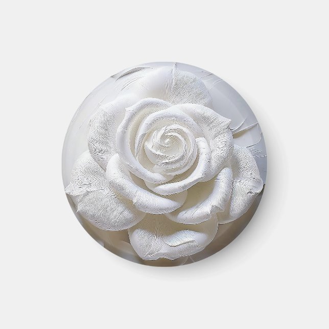 White On White - Sculpted Rose Magnet (Front)
