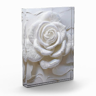 White On White - Sculpted Rose Photo Block