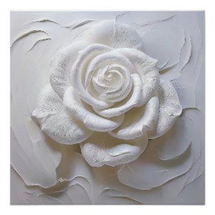 White On White - Sculpted Rose Poster