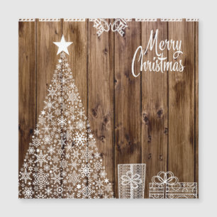 White on Wood Christmas Magnetic Card
