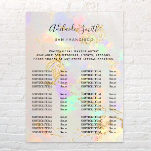 white opal price list poster