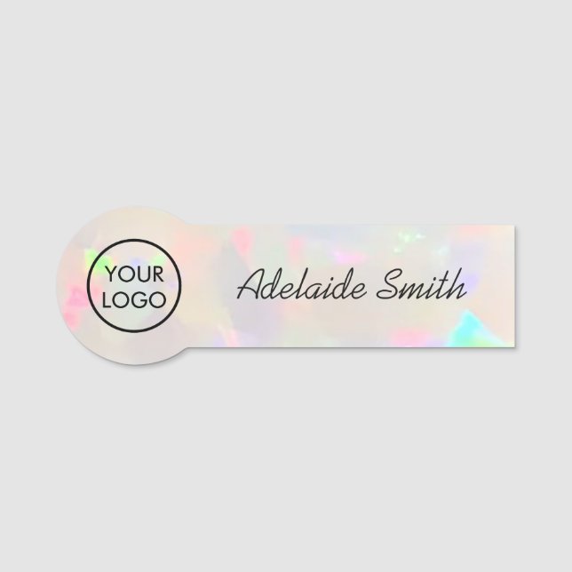 white opal texture logo name tag (Front)