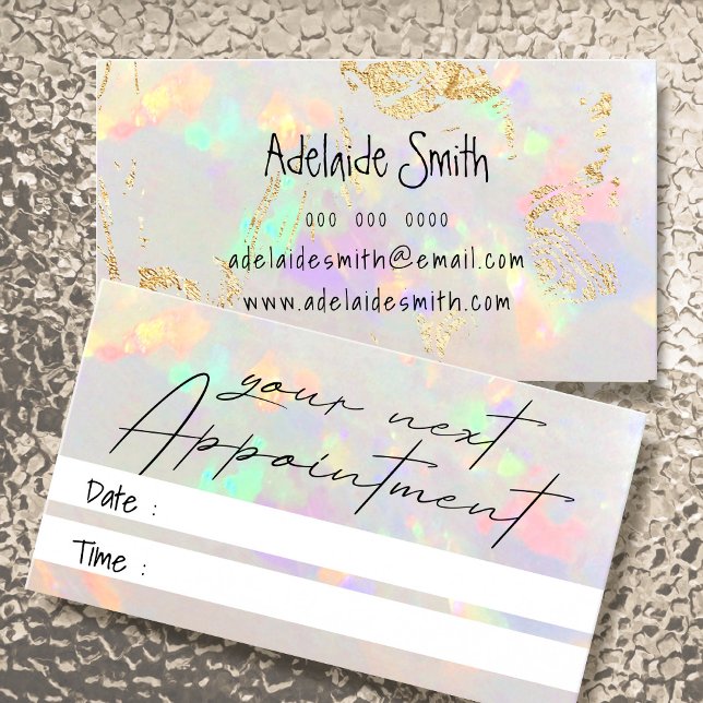 white opal texture photo appointment card (Creator Uploaded)