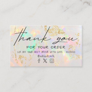 white opal thank you business card