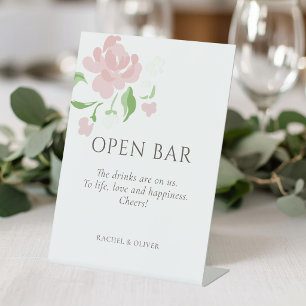 White   Open Bar Wedding Table Top  Pedestal Sig Sign