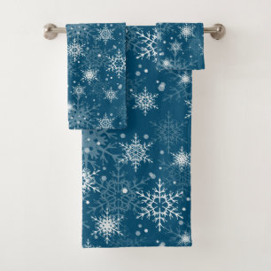 White openwork snowflakes  bath towel set