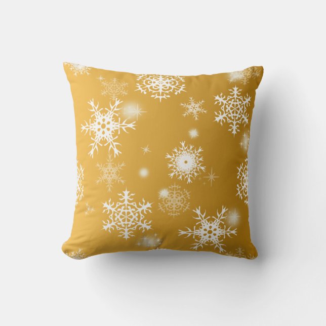 White openwork snowflakes.  cushion (Front)