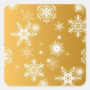 White openwork snowflakes. square sticker