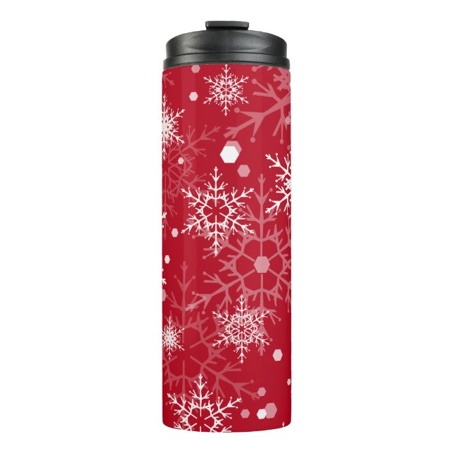 White openwork snowflakes  thermal tumbler (Front)