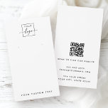 White or any colour logo QR earring display card<br><div class="desc">White or custom colour vertical earring product display card with custom logo and QR code. Elegant minimal design.</div>