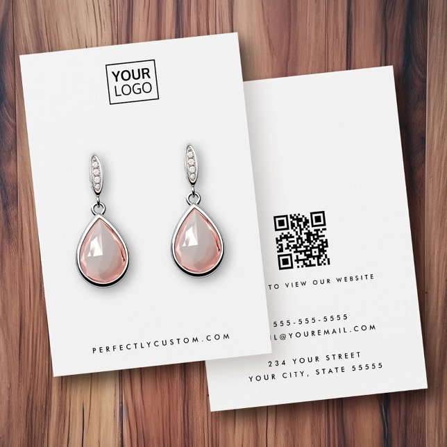 White or any colour logo QR earring display card (White or any color logo QR earring display card)