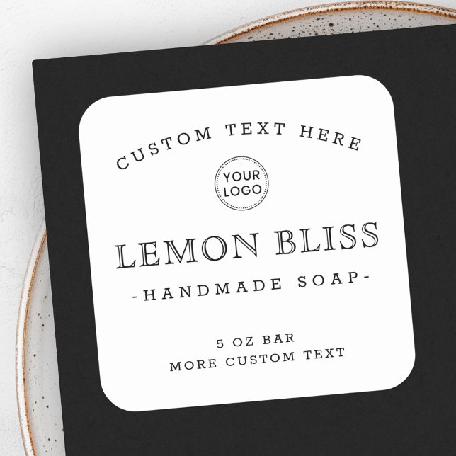 White or custom colour logo square product labels (White or custom color logo square product labels)