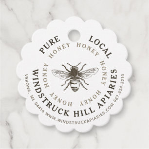 White or Kraft Honey Bee Apiary Product Tag