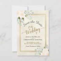 White or Peach Roses & Eucalyptus Boho Wedding