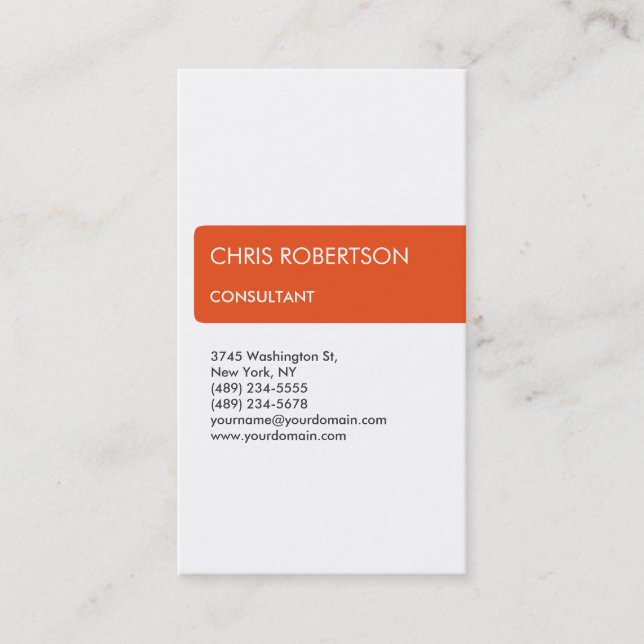 White Orange Attractive Charming Business Card (Front)