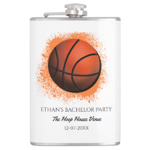 White Orange Basketball themed party weekend Hip Flask