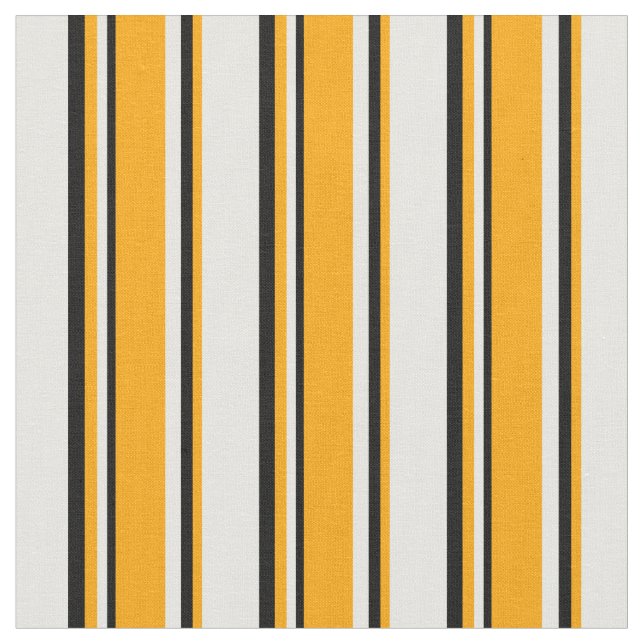 White, Orange & Black Coloured Pattern Fabric (Close Up)