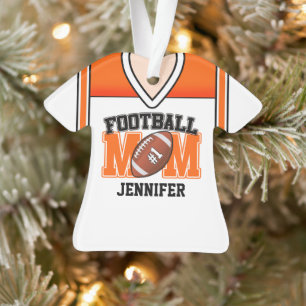 White/Orange/Black Football Mum Jersey Ornament