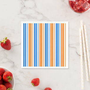 White Orange Blue Vertical Stripes Design   Napkin