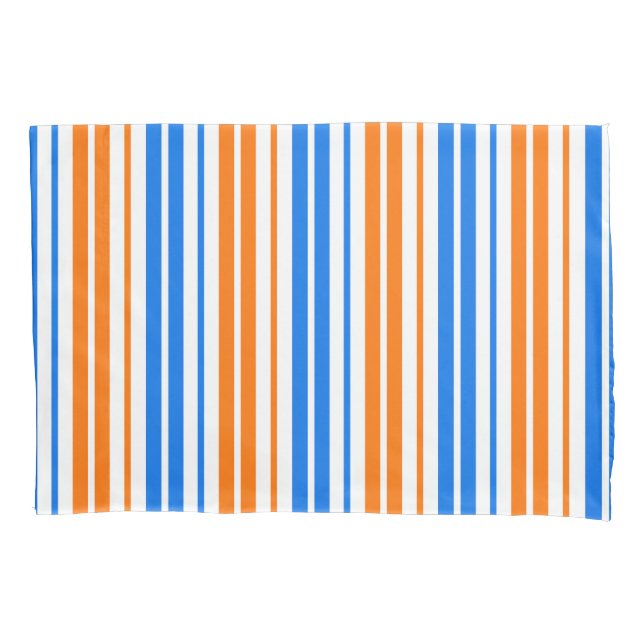 White Orange Blue Vertical Stripes Design   Pillowcase (Front)
