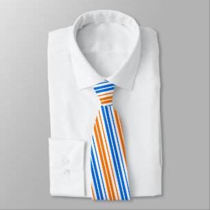 White Orange Blue Vertical Stripes Design Tie