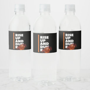 White Orange Bold Rise Up And Dunk Water Bottle Label