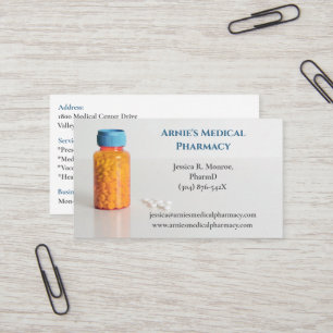 White Orange Bottle RX Pharmacist Pharmacy Pills Business Card