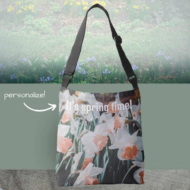 White Orange Daffodils in the Spring Garden Crossbody Bag (Creator Uploaded)