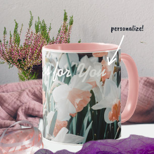 White Orange Daffodils in the Spring Garden Mug