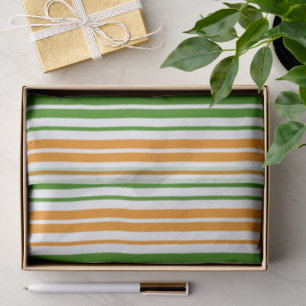 White Orange Green Vertical Stripes Design Tissue Paper