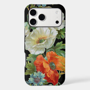 White Orange Poppies Vintage Floral