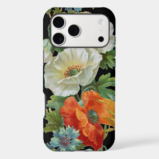 White Orange Poppies Vintage Floral