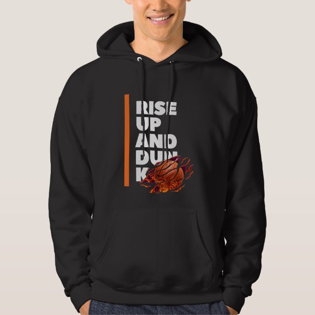 White Orange Rise Up And Dunk Hoodie Sweatshirt (Front)
