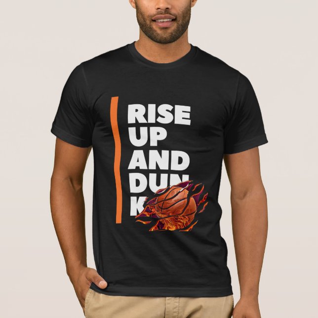 White Orange Rise Up And Dunk Short Sleeve T-Shirt (Front)