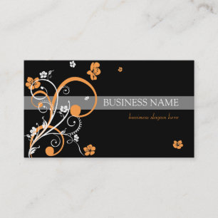 White Orange Spirals and Flowers Business Card