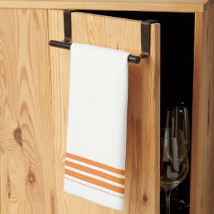 White + Orange Stripe Trim Kitchen Dish Towel
