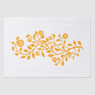 White & Orange Swirly Floral Ornament Nice Simple Tissue Paper