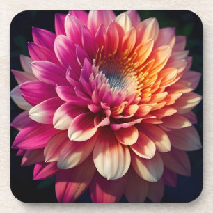 White Orange Yellow Pink Purple Blue Dahlia Flower Coaster