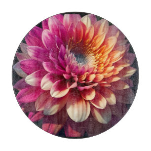 White Orange Yellow Pink Purple Blue Dahlia Flower Cutting Board