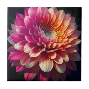 White Orange Yellow Pink Purple Blue Dahlia Flower Tile