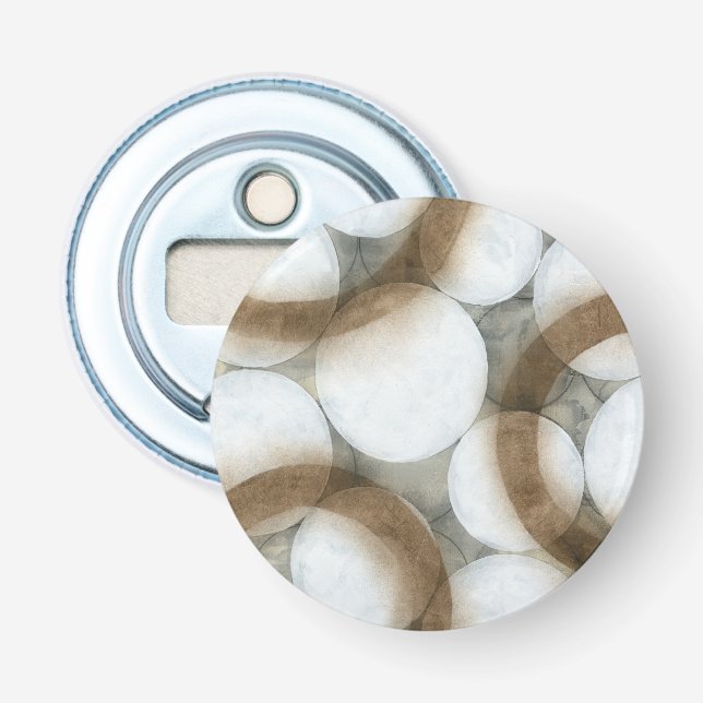 White Orbs & Brown Circles Bottle Opener (Front)