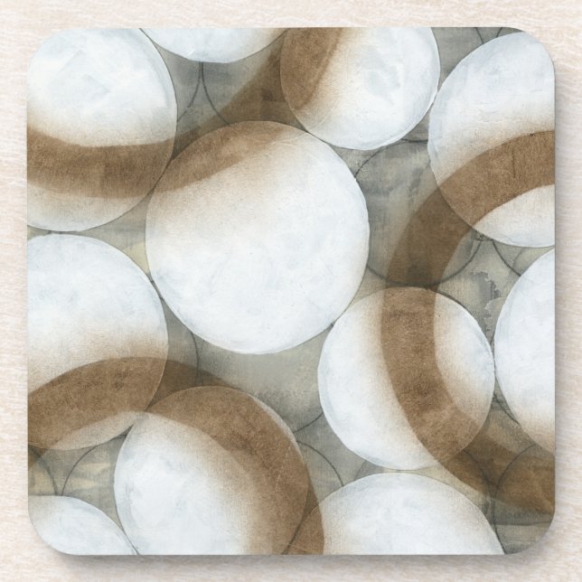 White Orbs & Brown Circles Coaster (Front)