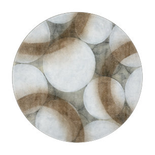 White Orbs & Brown Circles Cutting Board